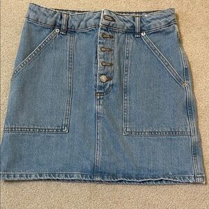 Topshop Blue A-Line Denim Skirt